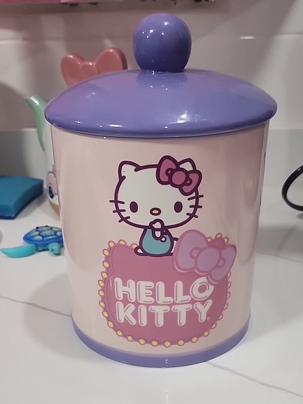 Hello Kitty Pink & Lavender Ceramic Storage Jar with Lid